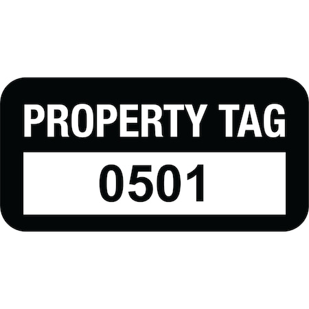 Lustre-Cal VOID Label PROPERTY TAG Black 1.50in x 0.75in Serialized 0501-0600, 100PK 253774Vo1K0501